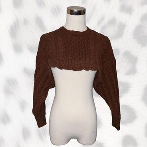 super cropped brown cable knit sweater